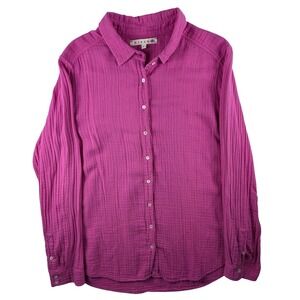 Xirena‎ Button-Up Top Gauze Cotton Long Sleeve Casual Shirt Pink Size S